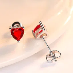 MYKI Silver-Plated Heart Shaped CZ Stone Studded Studs Earrings-32