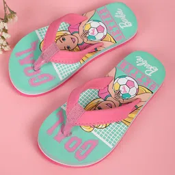 Kids Ville Girls Barbie Printed Rubber Thong  Flip Flops-14