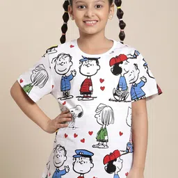 Kids Ville Girls Peanuts Printed Pure Cotton Tshirt-picture-24