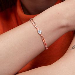 MINUTIAE Crystals Rose Gold Plated Link Bracelet-17
