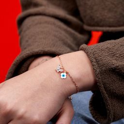 MINUTIAE Rose Gold-Plated Crystals Link Bracelet-image-95