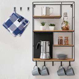 Encasa Homes 2 Pcs Blue & White Buffalo Checked Pot Holders-picture-17