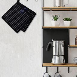 Encasa Homes 2 Pcs Black & White Striped Pot Holders-22