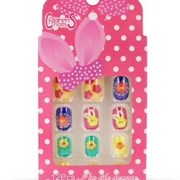 JENNA 12-Pcs Star Flower Design Artificial Nails Art Kit With Glue-1