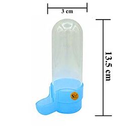 Sage Square 80ml Tube Shape Cage Food, Seed, Water Feeder Dispenser cum Bowl with Removable Tray - No Spill No Mess (Random Color) (Pack of 2) (Size - 13.5 x 3 cm) (Small Size) image 3