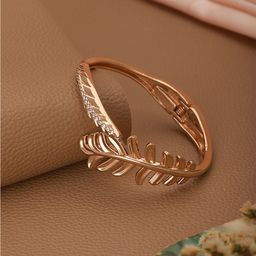 Jazz and Sizzle Women Brass American Diamond Gold-Plated Bangle-Style Bracelet-image-53