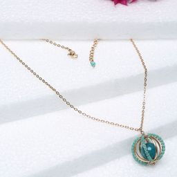 Madame Rose Gold & Teal Rose Gold-Plated Short Drop Turq Cage Necklace-image-39