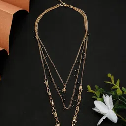 Madame Rose Gold & Black Rose Gold-Plated Layered Necklace-picture-34