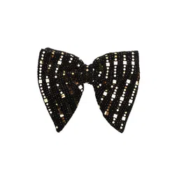 The Tie Hub Men Gold-Toned & Black Embellished Butterfly Bow Tie-image-47