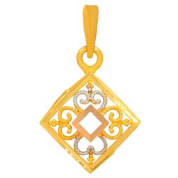 BHIMA 22K Hallmark 916 Purity Yellow Gold Square Design Pendant-image-30
