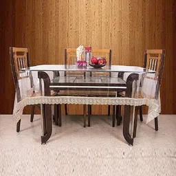 Kuber Industries Beige 6-Seater Rectangular Table Cover image 4