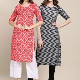 KALINI Women Pack Of 2 Ethnic Motifs Printed Crepe Kurta-image-66