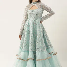 Ethnovog Embellished Net Maxi Dress-image-2