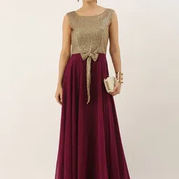 Ethnovog Embellished Georgette Maxi Dress-image-45