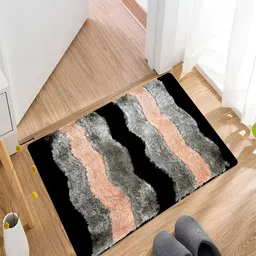 Kuber Industries Grey & Black Geometric Anti-Skid Door Mat-28
