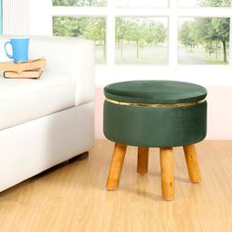 Shadowkart Green1 Solid Wooden & Velvet Stool Ottoman-image-41