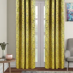 Cortina Green & Black 2 Pieces Printed Room Darkening Velvet Long Door Curtains-picture-15