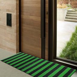 Kuber Industries Green & Black Striped Anti-Skid Doormats-45