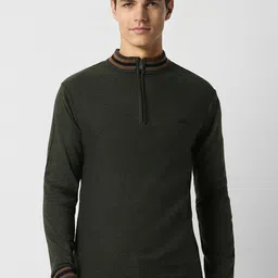 Peter England Casuals Textured Mock Collar Pure Acrylic Pullover-image-10