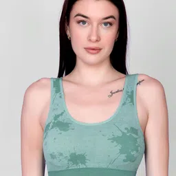 Spiaty Abstract Printed Removable Padding Full Coverage Workout Bra With All Day Comfort image 1