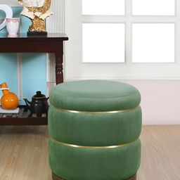 Shadowkart Green & Beige Round Wooden Ottomans-image-90