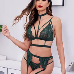 PIBU Self Design Halter Neck Net  Baby Doll-picture-10