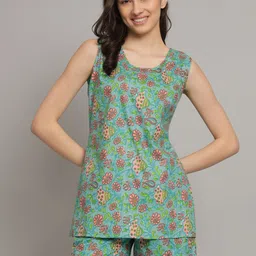 Vastralay Floral Printed Pure Cotton Night Suit-image-49