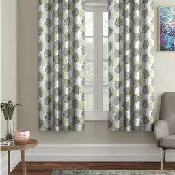 Cortina Green & White 2 Pieces Quirky Printed Window Curtains-33