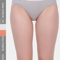 Amour Secret Women Pack Of 3 Mid Rise Striped  Anti-Bacterial Bikini Briefs-image-12