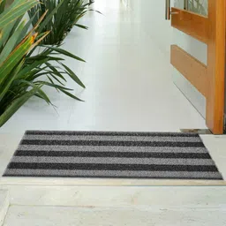 Kuber Industries Grey & Black Striped Anti-Skid Doormats-61