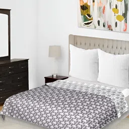RF RELAXFEEL Grey & White Floral Cotton Heavy Winter 150 GSM Single Bed Dohar-image-81