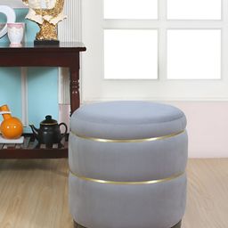 Shadowkart Grey & Beige Round Wooden Ottomans-13