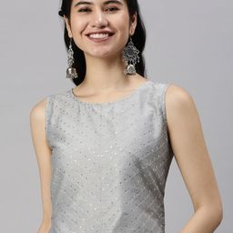 De Moza Women Grey Embellished Top-image-54