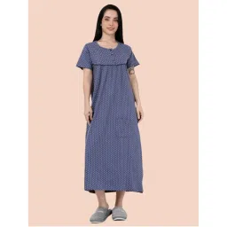 Kryptic Womens Grey Printed Pure Cotton Maxi Nightdress-picture-34
