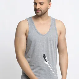 Friskers Men Grey Solid Pure Cotton Innerwear Gym Vests-image-84