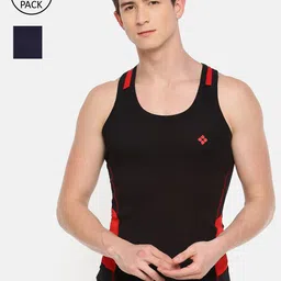 Dollar Bigboss Men Assorted Pack of 2 Cotton Racerback Styled Gym Vest-image-99