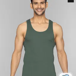 XYXX Men Pack Of 2 Olive Green & Black Solid Innerwear Gym Vest-image-86