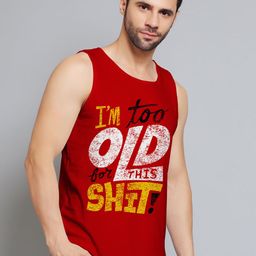 Juxar Typography Printed Cotton Innerwear Vests JXR-104SAN-RD-XS-image-97