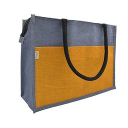 juteka Multicolor spacious Jute Bag with Zipper Closure, Full Size Front Pocket and Large Handles… image 1