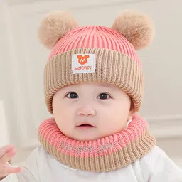 SYGA Unisex Kids Knitted Woolen Winter Casual Solid Beanie Hat & Scarf-image-22