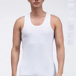 AMUL COMFY Pack Of 8 Pure Cotton Undershirt Vest AC-PLVESTWHTRN-WHT-XL-8PC-image-14