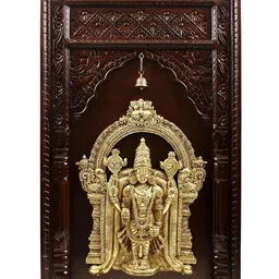 Exotic India Brown & Gold-toned Tirupati Balaji Framed Wall Hanging-image-32