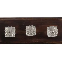 Indianshelf Transparent & Brown Solid Wood 3-Hooks Wall Key Holder image 2