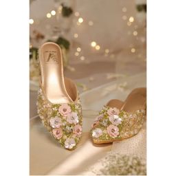 House of Vian Firdaus Gold Embroidered Mule Heels-picture-37