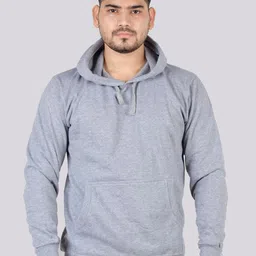 TEEMOODS Men Grey Melange Hooded Cotton Sweatshirt-image-15