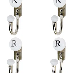 IndianShelf White 4 Pieces Ceramic & Zinc R Alphabet Wall Hook-17