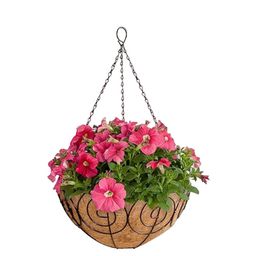 Garden Deco 4 Pcs Black & Brown Coir Hanging Basket Planters With Metal Hanging Chain-8