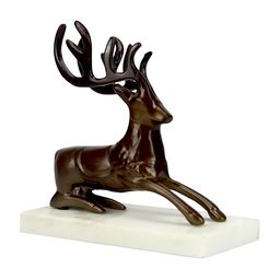 Hind Decor Red & Brown Sitting Reindeer On Marble Base Showpiece-image-80