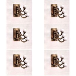IndianShelf White & Bronze 6 Pieces Metal Ceramic Wall Hooks-image-80