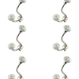 IndianShelf White & Green 6 Pieces Floral Printed Ceramic Wall Hooks-55